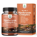 Advanced Mushroom Complex Capsules - 10X Lions Mane Supplement Kapselit Reishi, Chaga, Maitake & Shiitake Brain Health Memory Support & Focus - Nootropic for Mental Clarity - 60 Caps