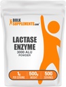 BulkSupplements.com Lactase Enzyme (3000 ALU) Powder - Lactase Enzyme Supplement, Dgestive Support - Gluteeniton, 1 g per tarjoilu, 500g (1,1 lbs) (pakkaus 1)