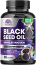Musta siemenöljy kapselit 1000 mg Thymokinoni - Pure Nigella Sativa ihon terveys ja immuuni tuki, 100% Blackseed Oil, hämmästyttävä uuttuminen Yllä kylmä painettu musta kumina siemen - 60 Softgels