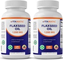 Vitamatic 2 Pack Pellavaöljy 1200mg 120 kylmäpuristetusta pellavasiemenestä - 675 mg ALA Omega 3 rasvahapot sydänterveyden parantamiseksi