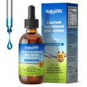 Nestemäiset kalsiumsitraatin dropit L-lysiinillä 500 mg, magnesiumilla ja sinkillä, kalsiumsitraatilla 600 mg ja D3-vitamiinilla ja K2-vitamiinilla lapsille ja aikuisille, 2 Fl Oz
