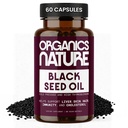 ORGAANINEN LUONNE Musta siemenöljy kapselit 1000MG Per tarjoilu Vegan Softgels, hiukset, iho, & sydäntuki, Nigella Sativa - 100% Kylmäpuristettu Cumin Seed Oil kapselit Korkea Thymokinoni, Omega 3s