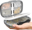 Travel Pill Organizer - Ilmatiiviisti lääketieteen tapauksessa matka Portable Pharmacy Box etiketeillä Vitamiini Container 8 Osasto Supplement Lääkkeen haltija Suuri kapasiteetti Päivittäin (Musta-2)