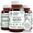 Natural Nutra 100% USDA Organic Spirulina Tabletit, auttaa säilyttämään kehon rasvat, edistää maksan terveyttä, edistää immuunijärjestelmän, auttaa parantamaan aineenvaihduntaa, edistää immuniteetteja, 300 mg, 100 Vegaanitabletit