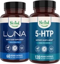 Nested Naturals Luna Melatoniinivapaa unilääke (60 vegaanista kapselia) & 5- HTP 100 mg (120 vegaanista kapselia) paremman unen, rentoutumisen ja mielialan parantamiseen
