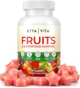 Superhedelmät Gummies Supplement for Bloating & Gut Health, 9 Superhedelmät täydennysosa aikuisille & Kids, Kollageeni Booster - Immuniteetti & antioksidantti tuki, ei-muuntogeenisiä organismeja, Pektiinipohjainen, Gluteeniton, Ei kapseleita
