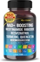 NAD+ Tehostaminen Trans-Resveratrol Turmeric Quercetin Rosemary Bilberry Sage Green Tea Oregano Nettle Milk Thistle Black Pepper -150 Kapselit- Valmistettu USA