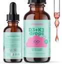 JoySpring nestemäinen D3-vitamiini K2-vitamiini D lapsille - Immuunituki lapsille, Päivittäinen Multivitamiini Burdock juuri & Elderberry lapsille Immuuni Booster ja Natural Kids Focus lisäravinteet Drops