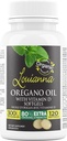 Louianna - Luomu Wild Oregano Oil D-vitamiini, Liquid Softgel Kapselit 80 prosenttia Carvacrol, Tukee luut, Immuuni ja Gut Health, Herbal Lisäravinteet, 120 Softgels