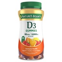 Luonnon Bounty D3-vitamiinia Gummies, vitamiini täydentää, tukee immuuni terveyttä, 50 mcg, 2000IU, sekoitettu hedelmän maku, 90 gammat