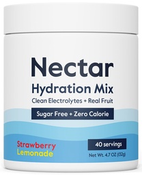 Nectar Sugar Free Electrolytes Powder - Organic Fruit No Sugar tai Calories - Hydration Powder for Dehydration Relief and Rehydration - Keto ja Paleo (Strawberry Lemonade 40 Serving Tub)