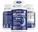 Melatoniini 50 mg aikuisille - Extra Strength 9-in-1 Nopeasti liuotetaan Sublingual - w/Vitamin D3 & MSM, rentouttava Herbal Blend-Ashwagandha, sitruunan Balm, Passionflower, kamomilla, Sokeriton, Vegan 180 tarjoilua