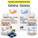 Genexa Kids' Clean Day & Night Cough Medicine, Dye Free, 0% Keinotekoiset lisäaineet, lasten yskä, Chest Congestion, Runny Nenä & Aivastelu Relief, Ikä 6+, Organic Blueberry Flavor, 8 fl oz (2 pakkaus)