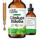 Wild & Organic Ginkgo Biloba Extract Drops - Brain & Focus Support - Liquid Ginkgo Biloba Lisäravinteet - Vegaani, sokeri ja alkoholiton kasviperäistä tinktuura - 4 fl oz