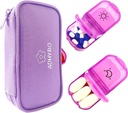 Pill Organizer 2 Kertaa päivässä, Suuri AM/PM Viikoittain pilleri Laatikko 7 päivän pilleri tapauksessa kirjoitettavat etiketit ja yksityisyyden suoja Light-Purple Zipper Bag Hold Lisäravinteet, vitamiinit ja kalaöljyt