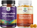 Bundle puhdasta magnesiumia Glycinate 400 mg per tarjoilu Mielialauni ja rentoutuminen ja turmeerinen Gummies aikuisille Peach Flavor - Extra Strength yhteinen tuki