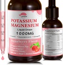 Kaliummagnesiumsitraatin täydennysosa, Magnesium-nestetippa ja magnesium-Glycinate 1000 mg, jossa on Ashwagandha,Zinc,Support Clam & Support Immunojärjestelmä(Strawberry,2 FL.OZ.)