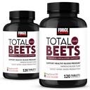 Force Factory Yhteensä Beets Typpioksidi täydentää juurijuurijauhe, nitraatit, viinirypäleensiemenuutetta verenkiertoon, Kardiovaskulaari, Heart Health, 240 tablettia, 2 pakkaus