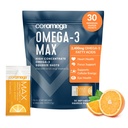 Coromega MAX 2400 mg Omega-3 Fish Oil + D-vitamiini puristaa Packets, Wild-Caught, Ei kalamaista makua - 3X Parempi imeytyminen kuin Softgels, tukee aivojen ja sydämen terveys (30 tarjoilua, Citrus Burst)