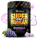 AAKKOSELLINEN LION Superhuman Pre Treenout Powder, Beta Alanine, L-Taurine & Tri-Source Kofeiini kestävä energia & Focus, typpioksidi & Sitrulli Pumpulle (21 Servings, Grapezilla)