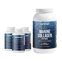 CORREXIKO Marine Collagen Supplement Pillerit & Powder Bundle 3 kuukauden tarjonta - Sisältää 10 000 mg Double Hydrolysed Collagen Powder 1kg & 1800mg Kollageeni Peptides 360 kapselia - hiukset, iho ja kynnet
