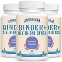 All- One Detox Binder Supplement 1500 MG - korkea hyötyosuus, maksa Gut Detox Cleanse aktiivihiiltä, Zeoliittia ja Bentonite Clay toksiinien, maksan, digestiivisten, 270 vegan kapselia