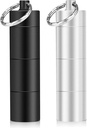 Opret 2 Pack avainketju pilleri haltija, 3 Osastot Metalli pieni pilleri tapauksessa, vedenpitävä kannettava matka pilleri laatikko, pilleri kukkaro, Matte Black & Silver