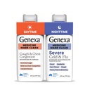 Genexa Daytime Cough & Congestion + Nighttime Vaikea kylmän ja flunssan Combo Pack, väriaineeton, 0% Keinotekoiset lisäaineet, nestemäinen monisymptominen yskä, kylmä, & flunssa, orgaaninen mustikkamaku, 12 fl oz (2 pakkaus)