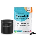 Täydennys Vegaanimonivitamiinit naisille ja miehille- Omega 3 DHA+EPA, B12-vitamiini, D3 K2-vitamiini, Sinkki, Selenium, magnesium, Jodi Supplement- Immuuni tuki - 90