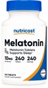 Nutricost Melatoniini 10 mg, 240 tablettia - 10 mg per tarjoilu, ei-GMO, Gluteeniton