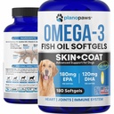 Omega 3 Fish Oil for Dogs Kapselit - Lohiöljy koirille - koiran kalaöljy täydentää Saattaa auttaa Sheddding, Allergia, kutina - Tuki Kuiva iho, nivelet - Koiran iho ja takki täydentää - 180 kalaöljy pillereitä