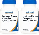 Nutricost Lactase Enzyme Complex 3000 FCC ALU, 120 kasviskapselia - ei-GMO, Gluteeniton, 120 tarjoilua (2 pullo)