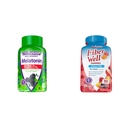 Vitafusion Extra Strength Melatoniini Gummy Vitamiinit, 5 mg, 120 ct Gummies & Fiber Sugar Free Fiber Supplement, Persikka, mansikka ja BlackBerry makulisät, 90
