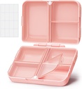 AUVON Daily Pill Organizer Sopii kukkarolla tai taskulla, Compact Travel Pill Box tapauksessa Slim Folding Design ja pitkäikäinen saranat pitää vitamiinia, kalaöljyä, täydentää tai koruja(Pink)