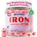 Vegan Iron Supplement for Women 25mg, Sokeriton Iron Gummies kanssa C-vitamiini, Methy B12, Folaatti energia Boost, Rautapuutos, Ei After maku, Persikka maku - 60 Count (Pakkaus 2)
