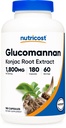 Nutricost Glucomannan 1 800mg Per Serving, 180 kapselia - luonnollinen kuitu lähde, ei-GMO, Gluteeniton