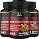 (3 pakkausta) Berberiini Supplement Plus ceylon kaneli, maito Thistle, Turmeric, Artisoke Leaf, musta Peppe - 6 kuukauden tarjonta - 180 kapselia Yhteensä