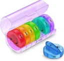 Sukuos Weekly Pill Organizer 7 Days 2 Kertaa päivässä, Suuri päivittäinen pillerilaatikko Helppo avata, AM PM Pill Case for Medicine/Vitamin/Fish Oil/Supplements (Violetti)