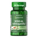 Puritanin Ylpeys KSM-66 Ashwagandha® 450mg, erittäin väkevä ravintolisä stressinlievitykseen, mielialan parantamiseen ja muistitukeen, 1 kuukausi tarjonta, 60 kapselia