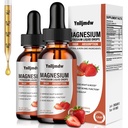 Magnesium Glycinate Liquid Drops, 1000 mg Liquid Magnesium Supplement, jossa on bromaiini, B6-vitamiini C D, suuri imeytyminen Magnesium Complex yölle, Lihas- ja energiatuki, 2 Fl Oz (pakkaus 2)
