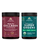 Ancient Nutrition Organic Supergreens Powder, 25 tarjoilua + Multi Collagen Protein Powder, makuamaton, 45 tarjoilua