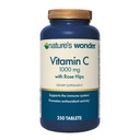 Nature's Wonder C-vitamiini 1000 mg Rose Lantiot Tabletit Immuun terveys, 250 Tarjoilut, 250