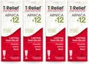T-Relief Arnica +12 Cream Natural Releaving Actives for Back Pain nivelen ahdistus Lihassärkyä ja jäykistyminen, koko kehon nopea toiminta helpotus naisille ja miehille - 4 oz (4 pakkaus)