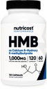 Nutricost HMB (Beta-Hydroksibeeta-metyylibutyraatti) 1000 mg (120 kapselia) - 500 mg per kapseli, 60 tarjoilua - gluteeniton ja muu kuin GMO