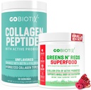 GOBIOTIX Super Greens & Collagen Bundle - Vitality Boost with Organic Spirulina & Hiuskynsien tuki - 30 tarjoilua Jokainen