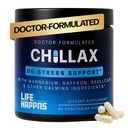 Life Happs Chillax, Rauhallinen Support Supplement, L Theanine, Magnesium, GABA ja Saffron Lisäravinteet rentoutumista, Natural Mood Health Tuki aikuisille, rauhoittava ja rentouttava, 60 kapselia