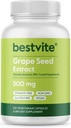 BESTVITE Rypäleen siemenuute 500 mg (120 kasvissyöjän kapselit) - Ei stearaattia - Standardoitu 95% polyfenolit