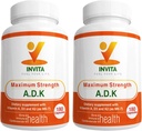 INVITA ADK - vitamiinit A1, D3-vitamiini 5000 IU & K2 MK7 täydentää - lääkäri Formulated Bone & Immunosystem Support - Gluteeniton, ei-GMO - 180 kasvissyöjä kapselit miehille & naisille
