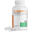 Bronson-vitamiini K-kolmiopeli (K2-vitamiini MK7 / K2-vitamiini MK4 / K1-vitamiini) Full Spectrum-kompleksi K-vitamiinin täydennysosa, 90 kapselia