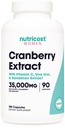 Nutricost Cranberry Extract naisille (35 000 mg Ekvivalentti),180 kapselia - C-vitamiini, Uva Ursi & Voikukan juuriuute - ei-GMO & Gluteeniton terveys täydentää